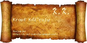 Kropf Károly névjegykártya
