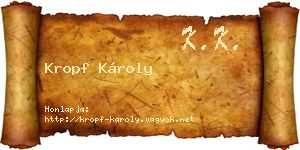 Kropf Károly névjegykártya